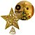 Estrela Ponteira de Natal Dourado Luxo com Glitter Arabesco – Topo de Árvore 20cm com Base Espiral - Imagem 1