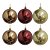 Jogo 6 Bolas de Natal Peroladas Luxo 8cm Vinho Bordô, Dourado e Bronze Brilho Suave - Imagem 1