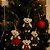 Conjunto 4 Ursinhos Natal Pendente 15cm Pelúcia Creme Prime Roupa Xadrez - Imagem 2