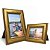 Conjunto Porta Retrato 10x15 e 20x21 Madeira Dourado Luxo Moldura Larga 4,5cm com Vidro Multi Posição - Imagem 1