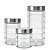 Conjunto 3 Potes em Vidro com Tampa Rosca Aço Inox Porta Mantimentos Design Decor - Imagem 4