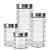 Conjunto 4 Potes Vidro com Tampa Rosca Aço Inox Porta Mantimentos Design Decor - Imagem 1