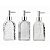 Kit 3 Porta Sabonete Líquido Vidro 500ml com Bico Dosador Cromado Texturas Bolhas, Diamante e Linhas - Imagem 1