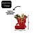 Kit 2 Botinhas Veludo Natal Decoradas Mini Rena e Corneta Dourada 7cm - Magizi - Imagem 3