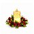 Jogo 4 Porta Velas Decorado Castiçal Natalino com Folhagens Pinhas Berries e Vela LED Branco Quente Mesa Posta Natal 10c - Imagem 5