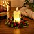 Jogo 4 Porta Velas Decorado Castiçal Natalino com Folhagens Pinhas Berries e Vela LED Branco Quente Mesa Posta Natal 10c - Imagem 2