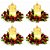 Jogo 4 Porta Velas Decorado Castiçal Natalino com Folhagens Pinhas Berries e Vela LED Branco Quente Mesa Posta Natal 10c - Imagem 1