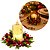 Porta Velas Decorado Castiçal Natalino com Folhagens Pinhas Berries e Vela LED Branco Quente Mesa Posta Natal 10cm - Imagem 1
