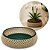 Vaso Baixo Cachepot Redondo Rústico Design Palhinha Treliça Rattan Sintético Prime 23cm - Mundial Casa - Imagem 1