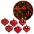 Kit 6 Pingentes Decorativos Coração Vermelho Enfeite para Árvore de Natal Glitter Fosco e Brilho 4,5cm - Imagem 1