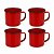 Jogo Caneca Esmaltada Vermelha 8cm 350ml 4 Peças- Yazi - Imagem 1