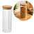 Pote Hermético Redondo Vidro Borossilicato Listrado Tampa de Bambu 1100ml - Quality House - Imagem 1