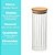 Pote Hermético Redondo Vidro Borossilicato Listrado Tampa de Bambu 1100ml - Quality House - Imagem 10
