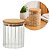 Pote Hermético Redondo Vidro Borossilicato Listrado Tampa de Bambu 550ml - Quality House - Imagem 1