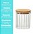 Pote Hermético Redondo Vidro Borossilicato Listrado Tampa de Bambu 550ml - Quality House - Imagem 10