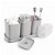 Kit Trio Banheiro Canelado Cinza Claro Organizador  Porta Sabonete, Porta Escovas, Porta Algodão e Bandeja - Imagem 7