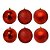 Kit 6 Bolas Natal 10cm Vermelho Mistas Glitter, Fosca e Lisa Grande - Mundial Casa - Imagem 3