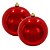 Kit 2 Bolas de Natal Gigante Vermelha 20cm Tradicional Brilho Espelhado com Cordão para Pendurar - Imagem 1