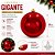 Kit 2 Bolas de Natal Gigante Vermelha 20cm Tradicional Brilho Espelhado com Cordão para Pendurar - Imagem 3