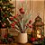 Galho Decorativo Natalino Pinheiro Nevado com Azevinhos Vermelhos Luxo 65cm - Mundial Casa - Imagem 3