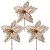 Kit 3 Flores Bico de Papagaio Natalina Luxo Champanhe Tecido Frisado Glitter 33x33cm Pick Decorativo - Imagem 1