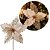 Flor Bico de Papagaio Natalina Luxo Champanhe Tecido Frisado Glitter 33x33cm Pick Decorativo - Imagem 5