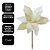 Flor Bico de Papagaio Natalina Luxo Branco Cristal e Creme Tecido Frisado Lantejoulas Furta-Cor 36cm Pick Decorativo - Imagem 3