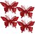 Jogo 4 Borboletas Vermelho Glitter 12x18cm Enfeite Natal com Presilha - Imagem 1