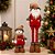 Kit Papai Noel e Boneco de Neve Decorativos Retráteis Pelúcia Xadrez Vermelho 35 a 45cm - Imagem 9