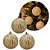 Kit 3 Bolas de Natal Bege Aveludadas 8cm com Rajado Dourado Luxo Decorativas - Imagem 1
