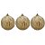 Kit 3 Bolas de Natal Bege Aveludadas 8cm com Rajado Dourado Luxo Decorativas - Imagem 6
