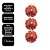 Kit 3 Bolas de Natal Vermelhas 8cm Glitter Luxo com Pérolas Brancas Decorativas - Magizi - Imagem 4
