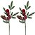 Jogo 2 Galhos Natalino Decorativo 47cm com Pinha, Berries e Bola Vermelha em Veludo Luxo - Imagem 1