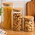 Kit 3 Potes Herméticos Redondo Vidro Borossilicato Listrado Tampa Bambu 550ml, 750ml e 1100ml - Imagem 2