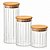 Kit 3 Potes Herméticos Redondo Vidro Borossilicato Listrado Tampa Bambu 550ml, 750ml e 1100ml - Imagem 6