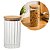 Pote Hermético Redondo Vidro Borossilicato Listrado Tampa de Bambu 750ml - Wellmix - Imagem 1