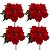 Kit 4 Flores Bico de Papagaio Natalina Veludo Vermelho 25cm com Folhagens Verdes Luxo - Imagem 1