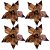 Kit 4 Flores Bico de Papagaio Natalina Veludo Marrom Luxo 30cm com Lantejoulas - Imagem 1