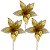 Kit 3 Flores Bico de Papagaio Natalina Dourada 25cm com Glitter e Pétalas Teladas Vazadas Luxo - Imagem 1