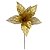 Flor Bico de Papagaio Natalina Dourada 25cm com Glitter e Pétalas Teladas Vazadas Luxo - Imagem 1