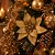 Kit 4 Flores Bico de Papagaio Natalina Veludo Champanhe 20cm com Glitter Dourado Luxo - Imagem 2