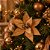 Flor Bico de Papagaio Natalina Veludo Ouro Velho 20cm com Glitter Dourado Luxo - Imagem 2