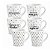 Jogo 6 Canecas de  Porcelana 150ml Mini Corações e Frases Preto e Dourado Prime - Imagem 1