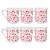 Kit 6 Mini Canecas Porcelana Branca 150ml Corações Vermelhos Prime - Imagem 1