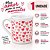 Mini Caneca Porcelana Branca 150ml Corações Vermelhos Prime - Imagem 2