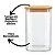 Jogo 3 Potes Vidro Borossilicato Design Quadrado Tampa Bambu Hermética 1000ml, 1200ml e 1500ml - Mundial Casa - Imagem 7