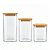 Conjunto Porta Mantimento 3 Potes Herméticos Vidro Borossilicato Tampa Bambu 19cm, 15cm  e 12cm - Imagem 4