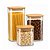 Kit 3 Potes Herméticos Vidro Borossilicato Quadrado Tampa Bambu 1000ml, 1200ml e 1500ml - Imagem 1