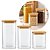 Jogo 3 Potes Herméticos Vidro Borossilicato Tampa Bambu 1000ml 1200ml e 1500ml - Imagem 1