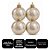 Kit 4 Bolas de Natal Glitter Champanhe Perolado Luxo 8cm com  Cordão Dourado - Imagem 5